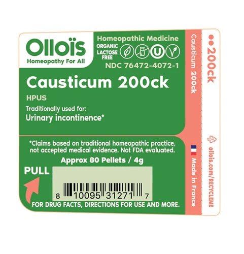 OLLOÏS Causticum 200ck pellets dissolving under the tongue for easy dosing.