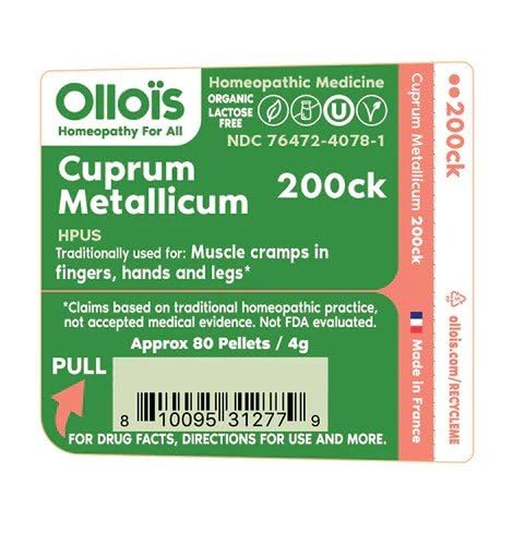 OLLOÏS Cuprum Metallicum 200ck 80 pellets pack, convenient under-tongue administration.