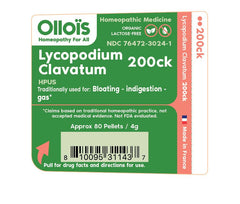 OLLOÏS Lycopodium 200ck pellets close-up, melt-away convenience.