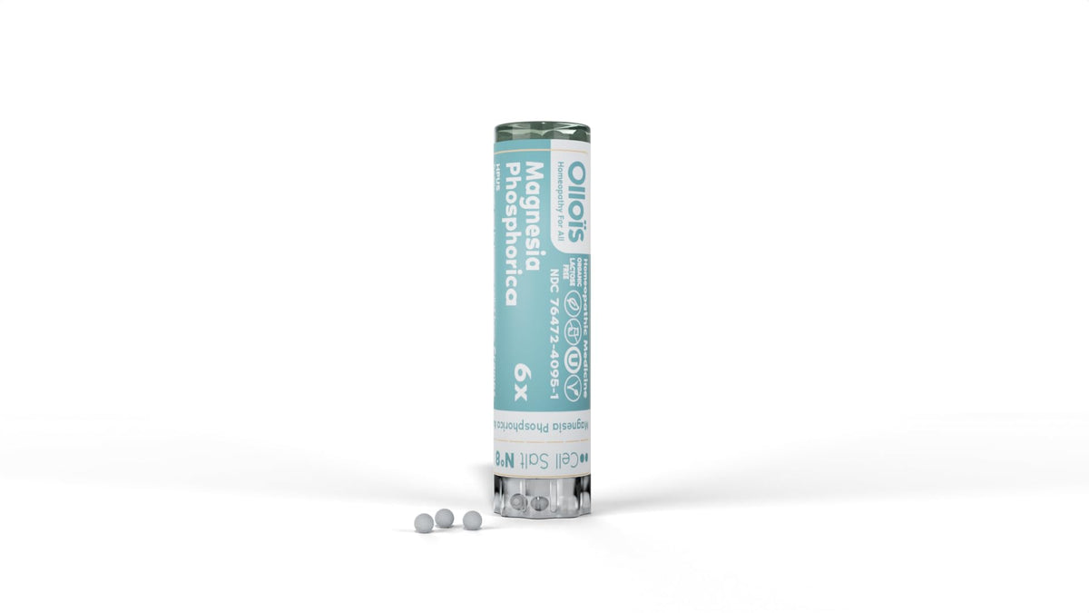 OLLOÏS Magnesia Phosphorica 6X pellets in a bottle for on-the-go comfort.