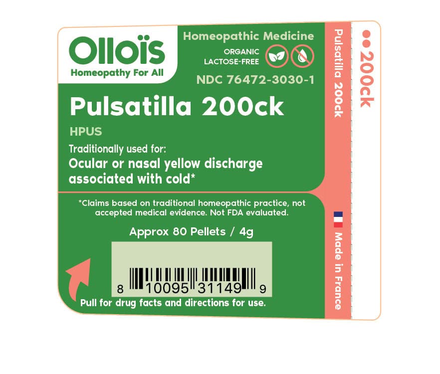 Closeup of OLLOÏS Pulsatilla tube label for easy dosing