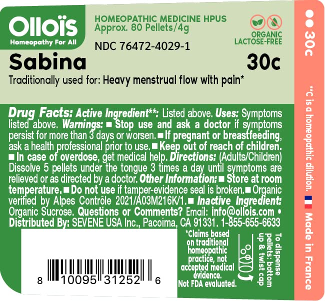 OLLOÏS Sabina pellets dissolve under the tongue for quick use.