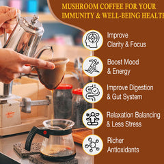 OLOBIO steam rising from a prepared cup of Mushroom Coffee