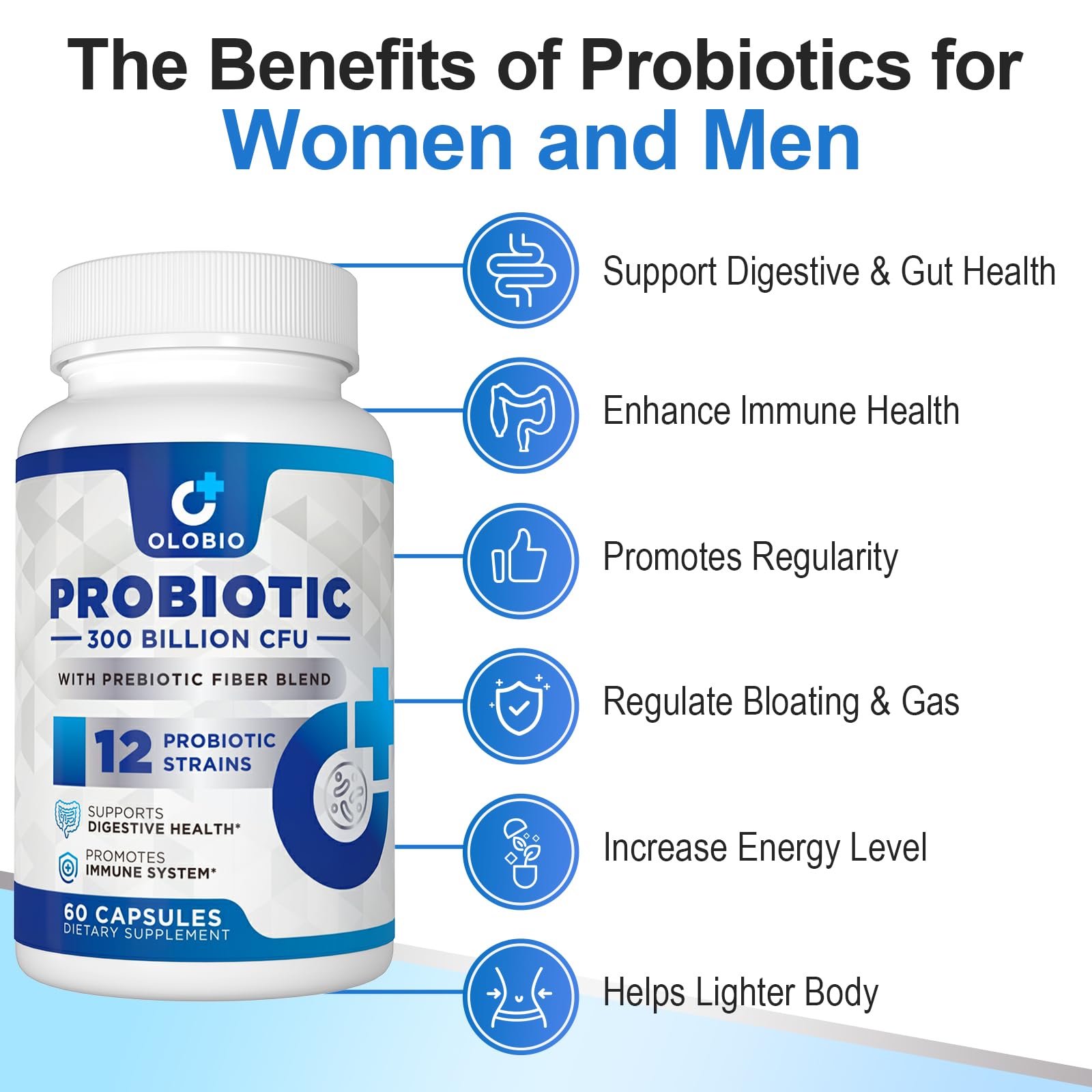 OLOBIO organic prebiotics ingredients panel featuring Jerusalem artichoke inulin.