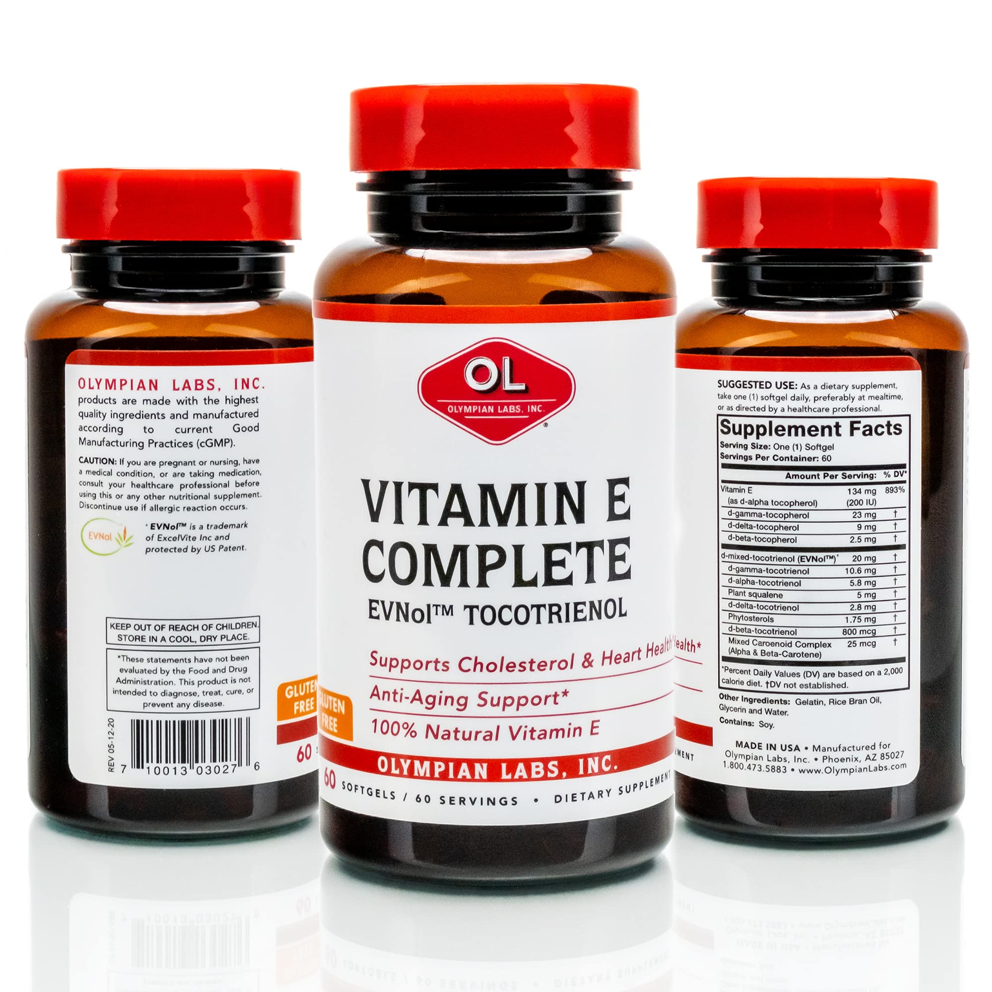 Close-up of Olympian Labs Vitamin E softgels for easy daily intake.
