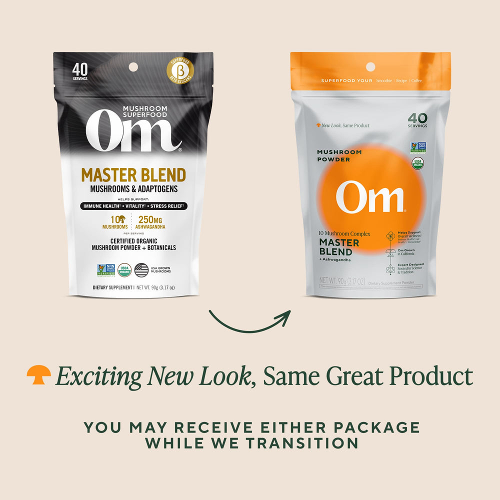 USA-grown label on OM Master Blend packaging
