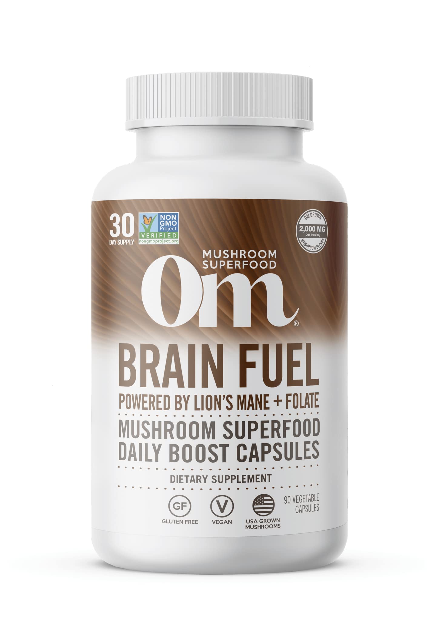 OM Mushroom Brain Fuel bottle with pour for easy daily focus