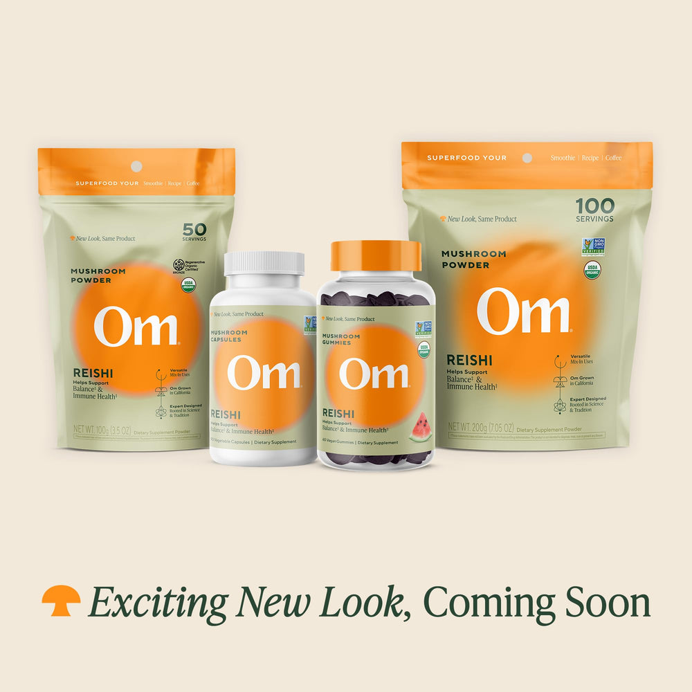 Closeup of OM Mushroom Reishi Gummies texture for on-the-go convenience.