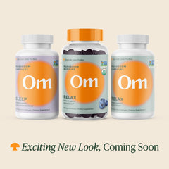 OM MUSHROOM RELAX GUMMIES blueberry serving for on-the-go stress relief