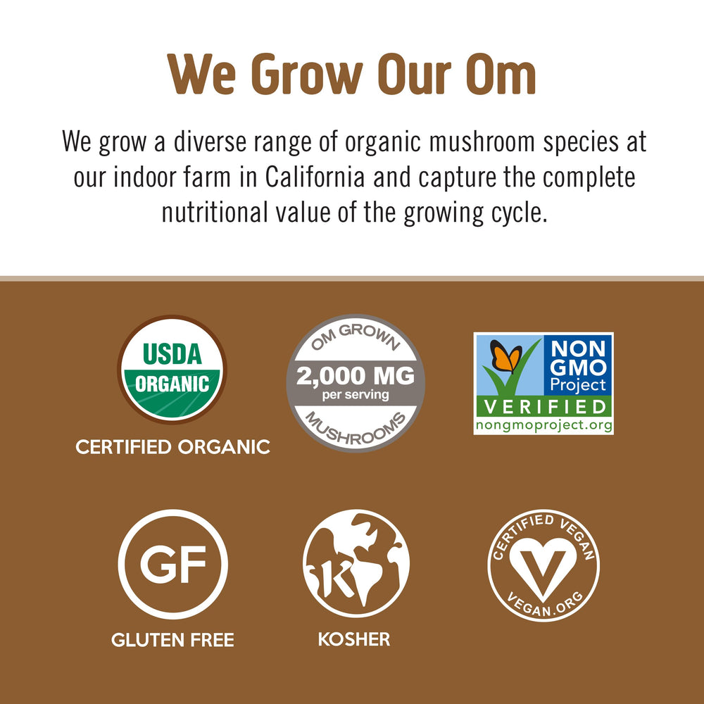OM MUSHROOM SUPERFOOD latte mug ready for a creamy, focused cup