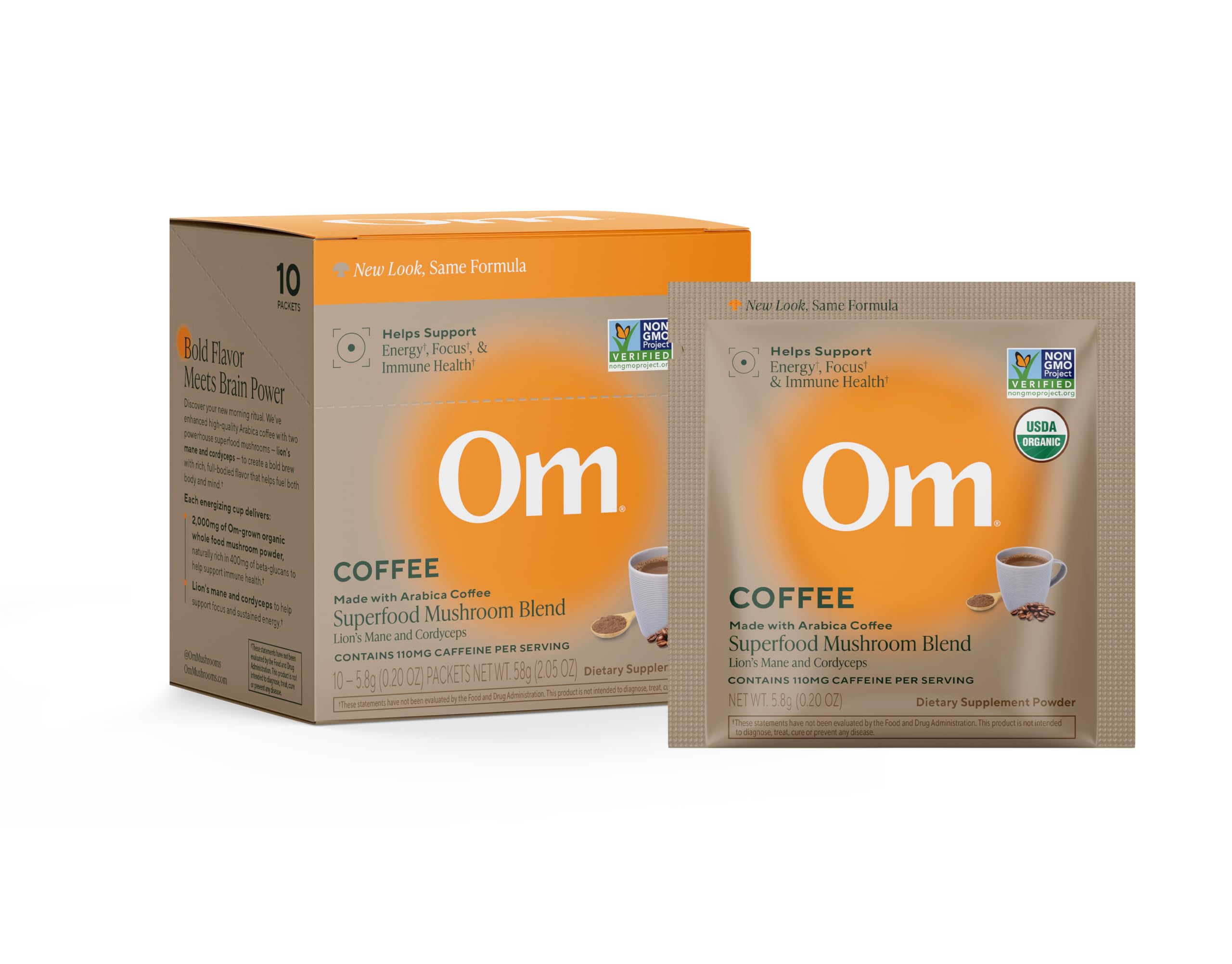 OM Mushroom Superfood Instant Coffee ready to brew with bold Arabica flavor