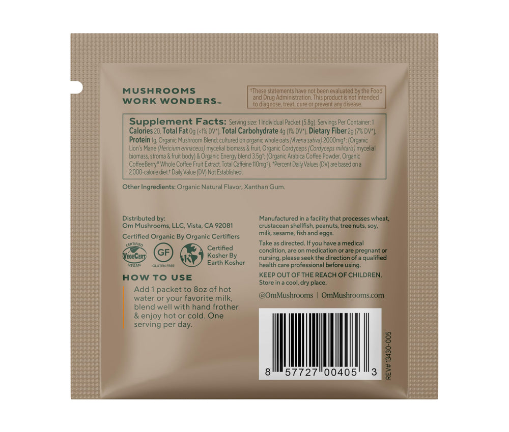 Ginkgo Biloba in OM Instant Coffee for potential mental clarity