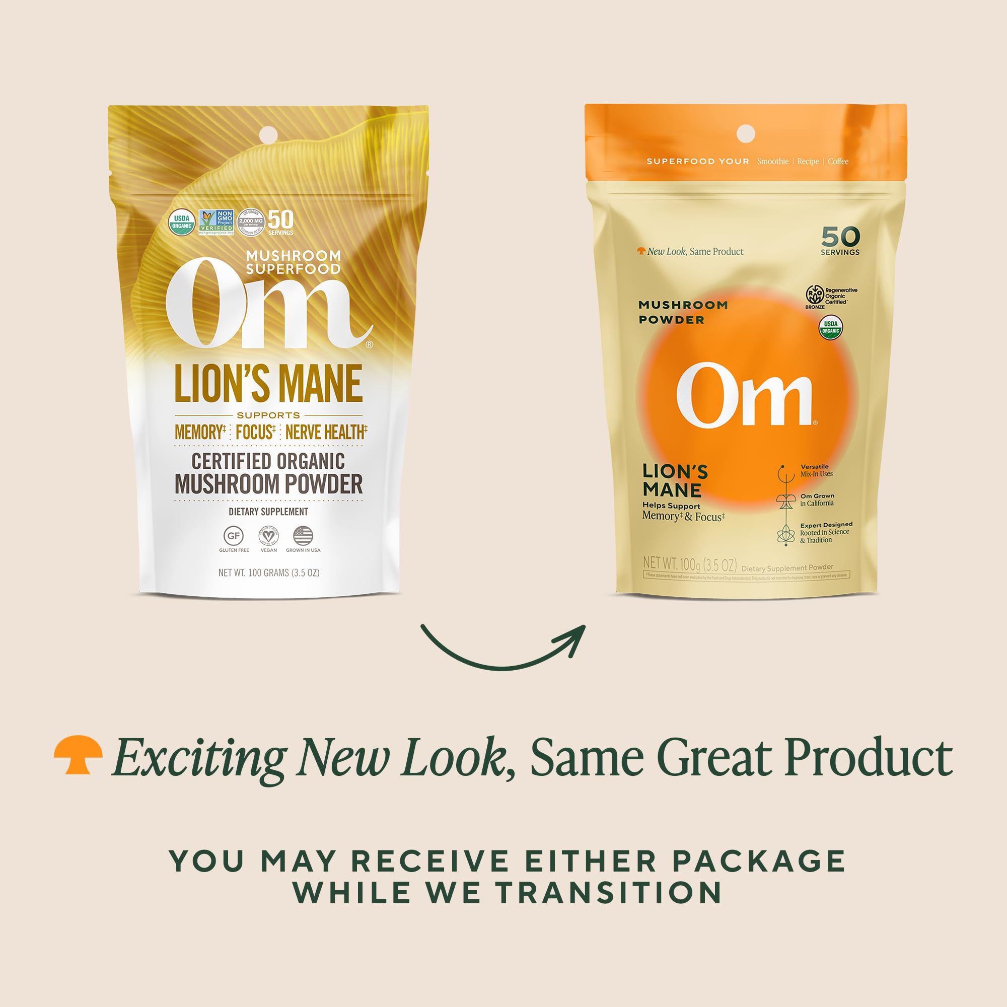 OM Mushroom Superfood Lion’s Mane powder in smoothie shows versatile ingestion