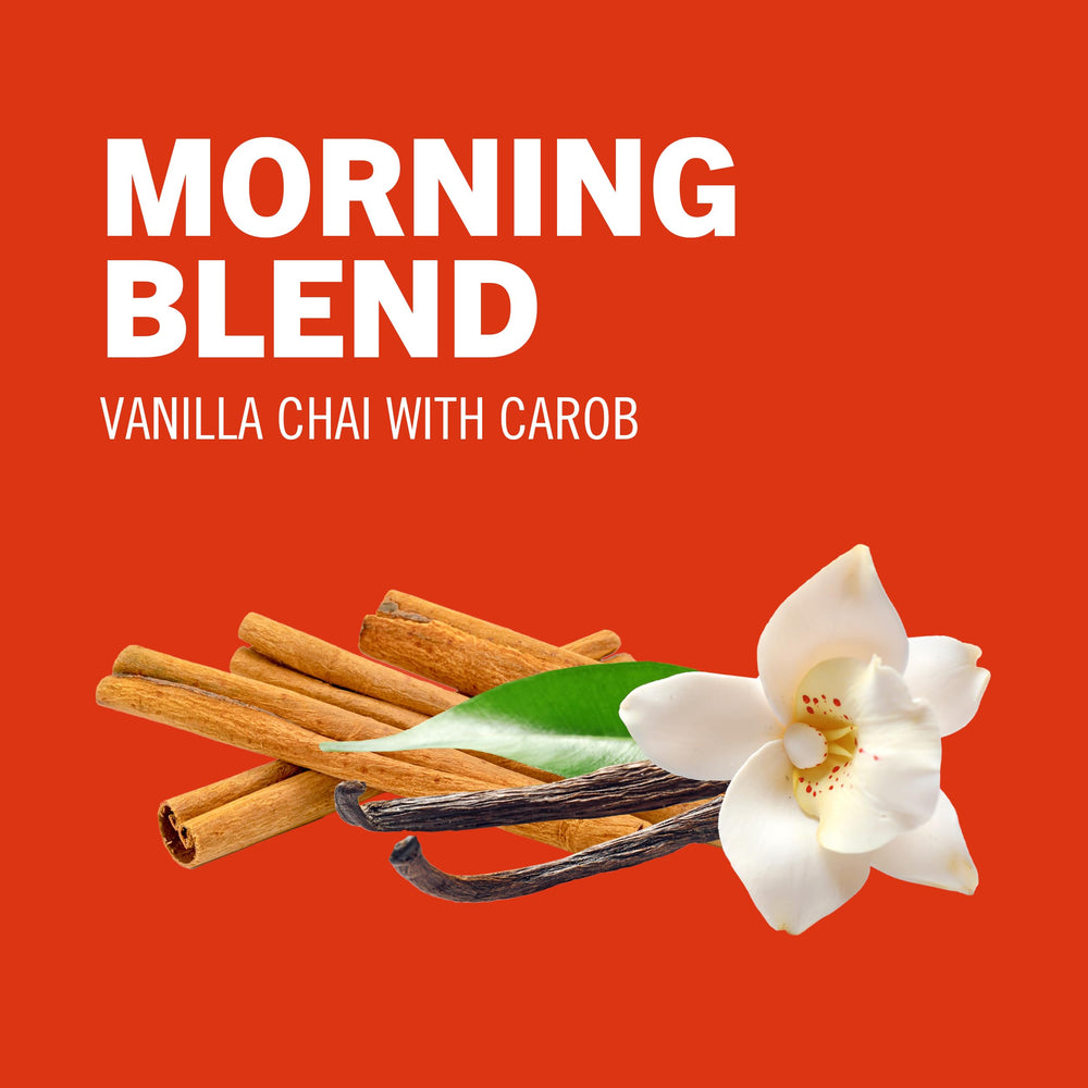 Hot water being poured over a sachet for a warming, caffeine-free startup