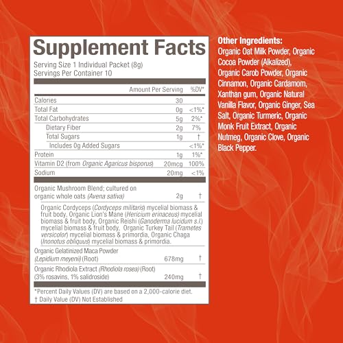 OM Mushroom Superfood sachet closeup highlighting convenient single-serve packets for travel
