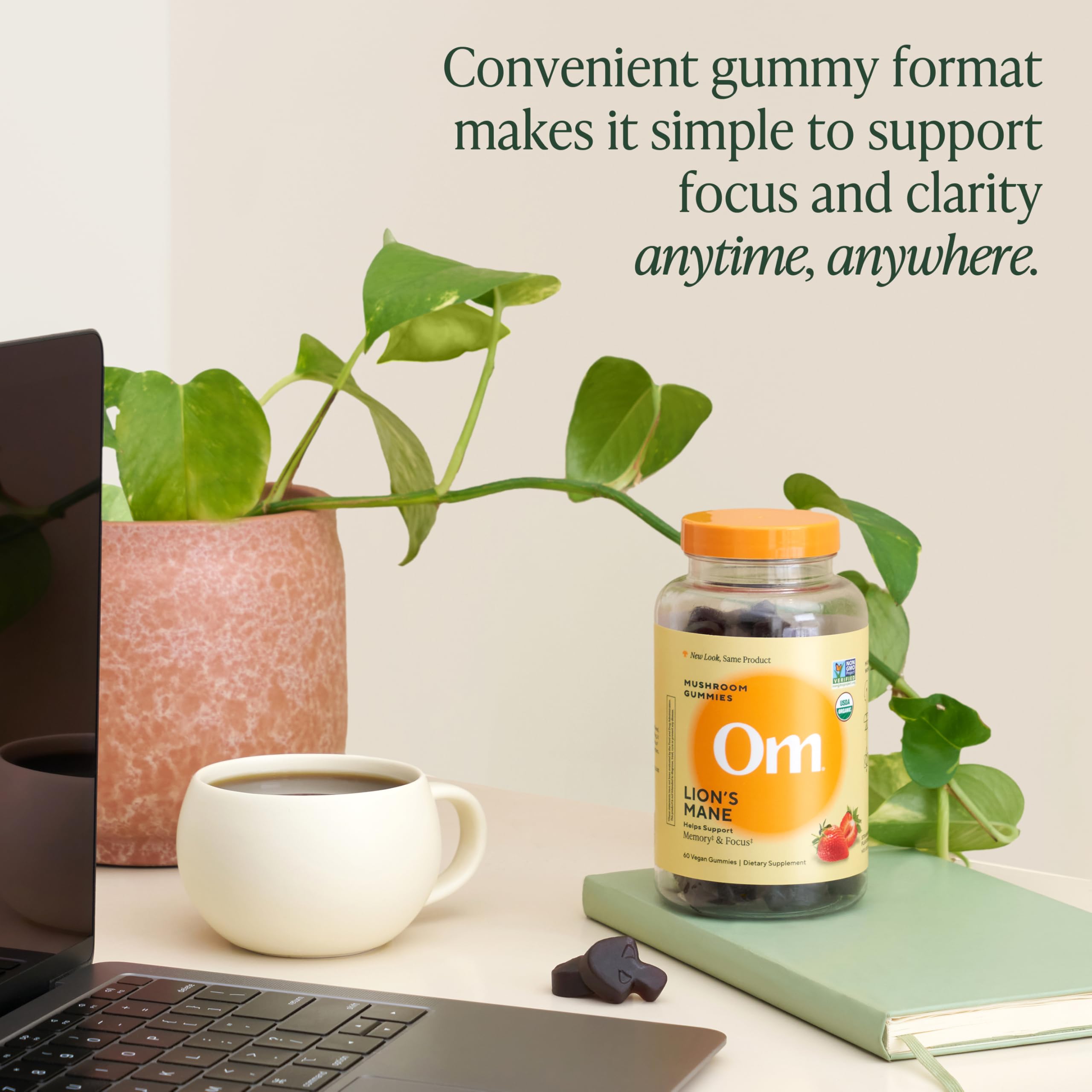 OM Mushroom Superfood organic mushroom biomass image highlights no filler policy.