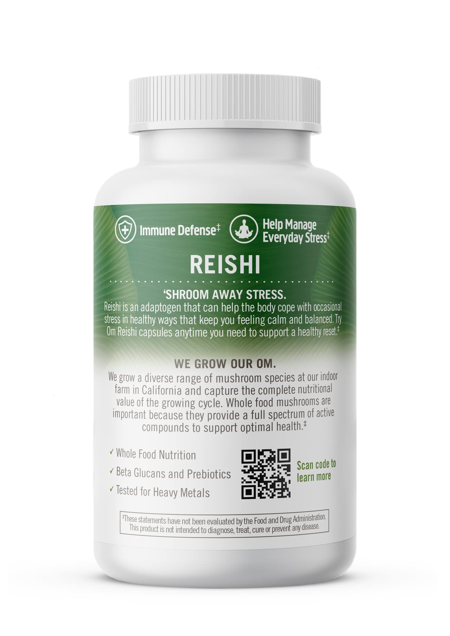 USA-grown OM MUSHROOM SUPERFOOD Reishi supports daily wellness.