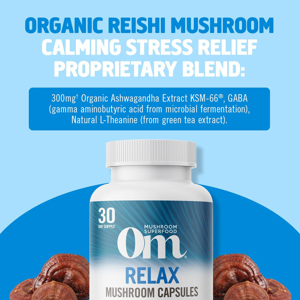 Key ingredients visual featuring reishi, ashwagandha, GABA, and magnesium