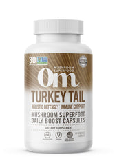 Om Mushroom Turkey Tail capsules bottle ready for daily immune support.