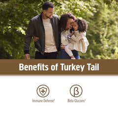 Om Mushroom Superfood turkey tail powder stirred into coffee for convenient wellness.