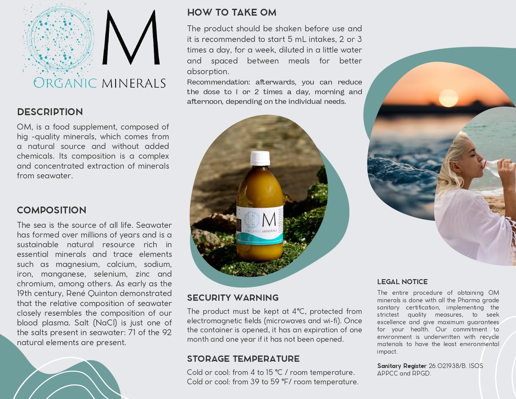 OM Organic Minerals vegan-friendly label confirming plant-based compatibility.
