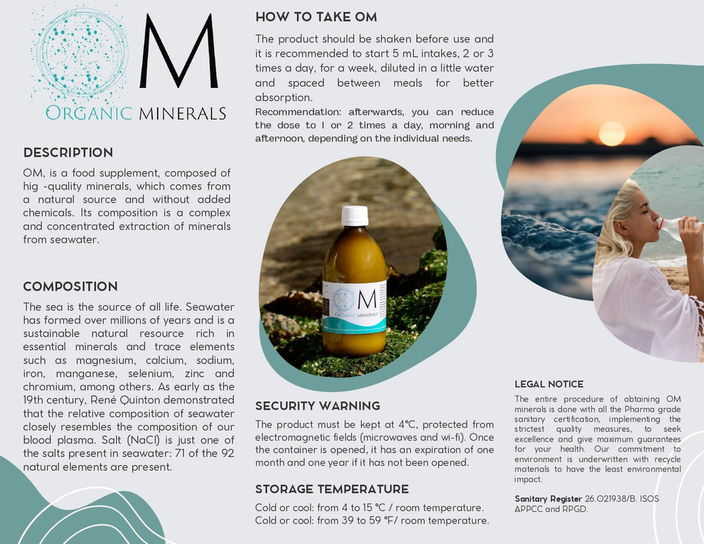 OM Organic Minerals vegan-friendly label confirming plant-based compatibility.