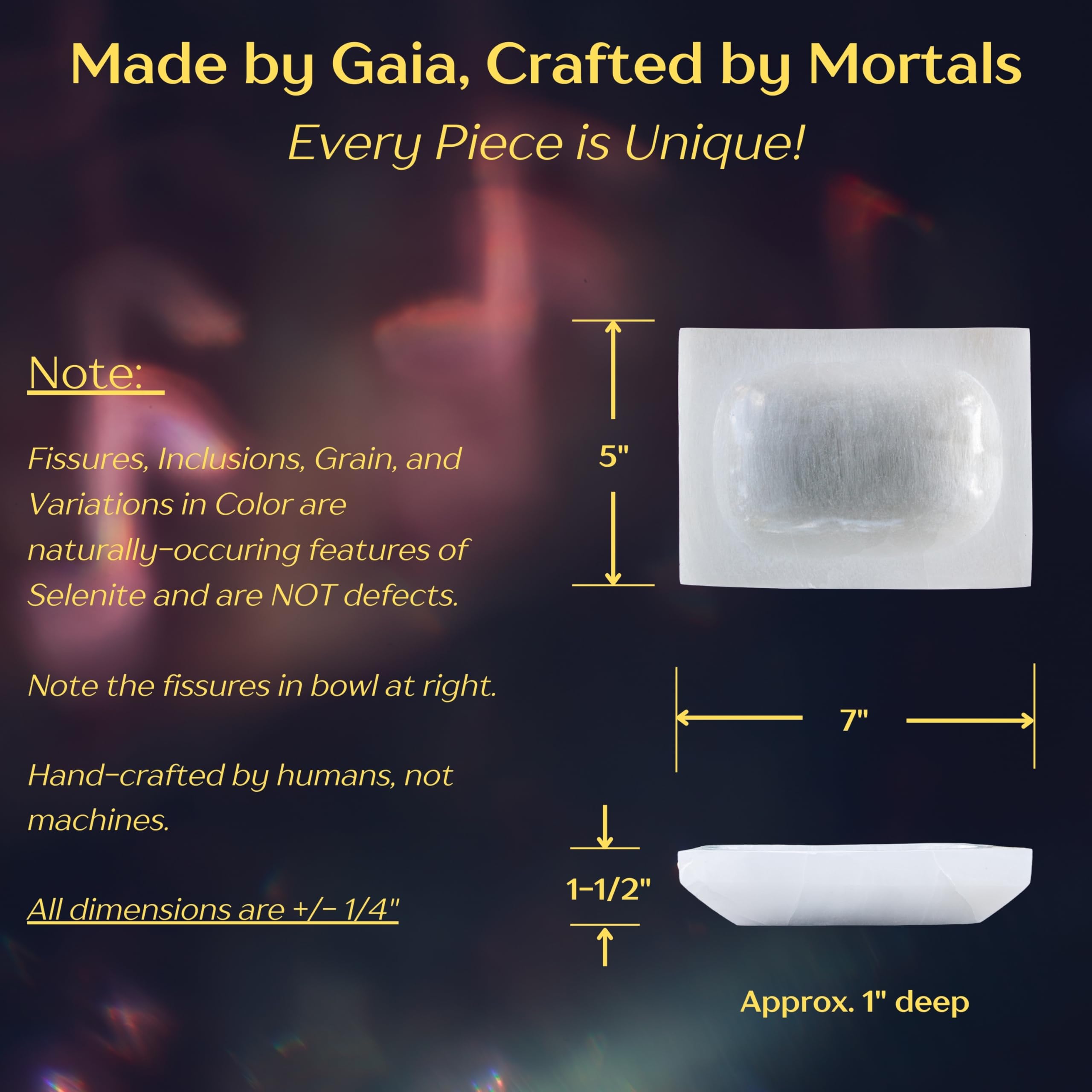 Om Zone selenite bowl with plush black bag for easy gifting and storage.