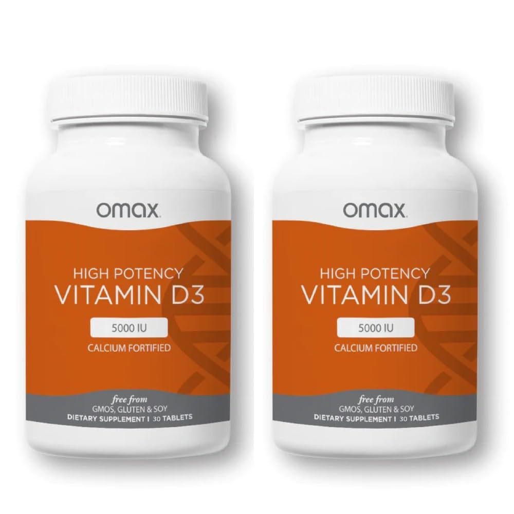 Omax3 bottle front showing vitamin D3 + calcium for bone support