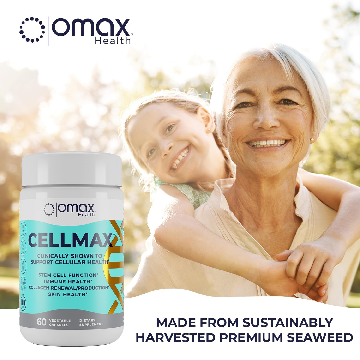 Omax3 Cellmax sustainable packaging reinforces eco-friendly choice.