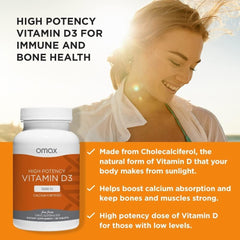 Omax3 tablets display D3 5000 IU for daily supplementation