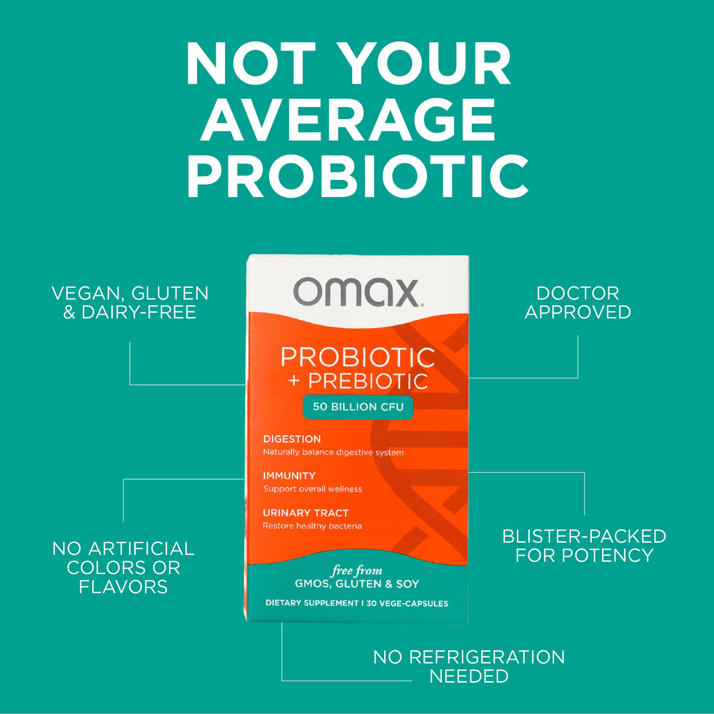 Omax3 vegan dairy-free gluten-free capsules for clean daily gut health