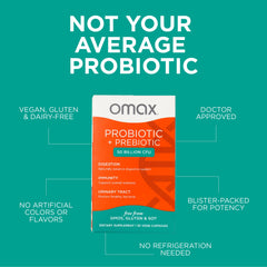 Omax3 vegan dairy-free gluten-free capsules for clean daily gut health