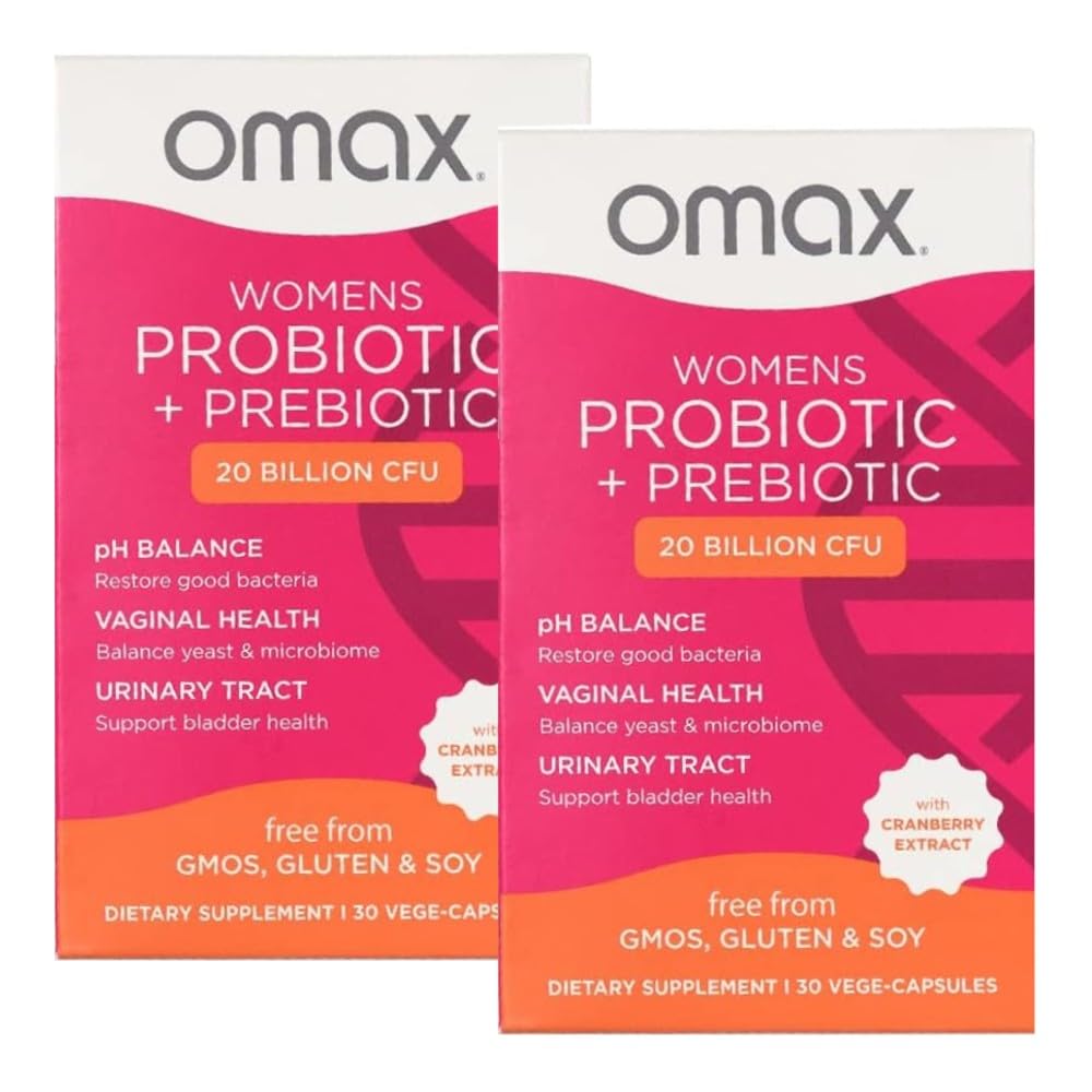 Omax3 women's cranberry extract probiotic bottle for daily vaginal and urinary health support.