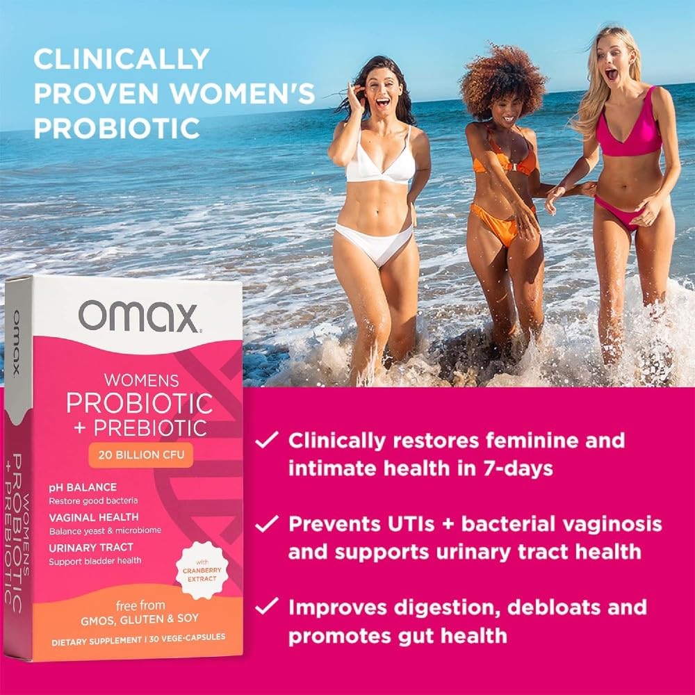 Omax3 packaging box shows twin boxes of shelf-stable probiotic with cranberry.