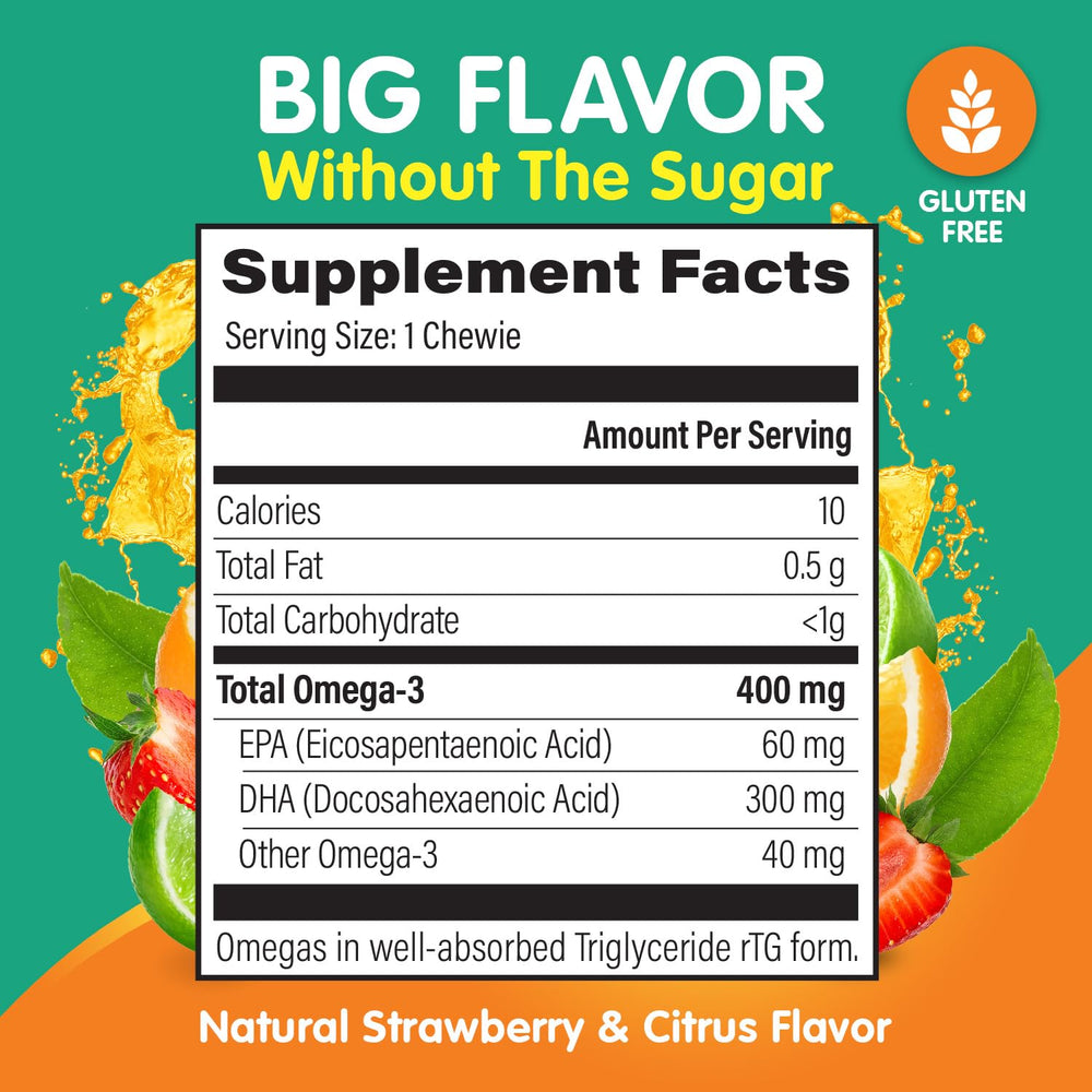 OmegaVia Kids Omega 3 Gummies close-up of brightly colored gummies.