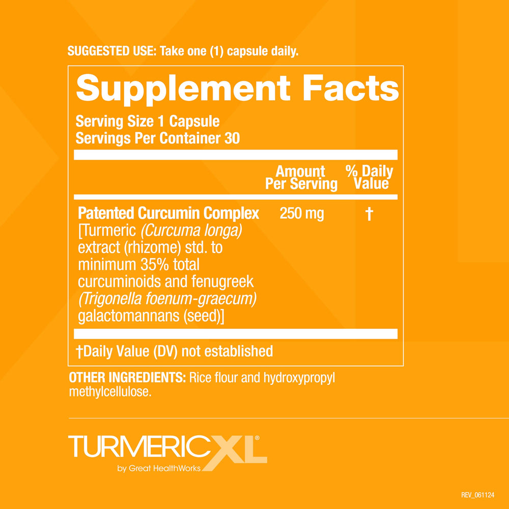OmegaXL bottle with detailed label highlights high-absorption turmeric benefits for daily routines.