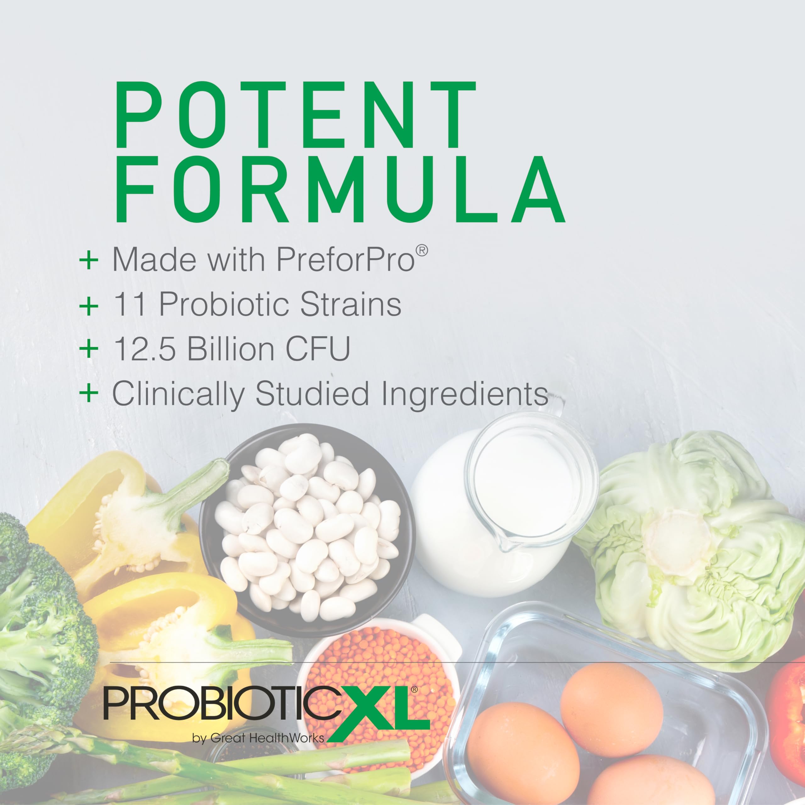 OmegaXL ProbioticXL non-GMO and gluten-free label for sensitive diets.