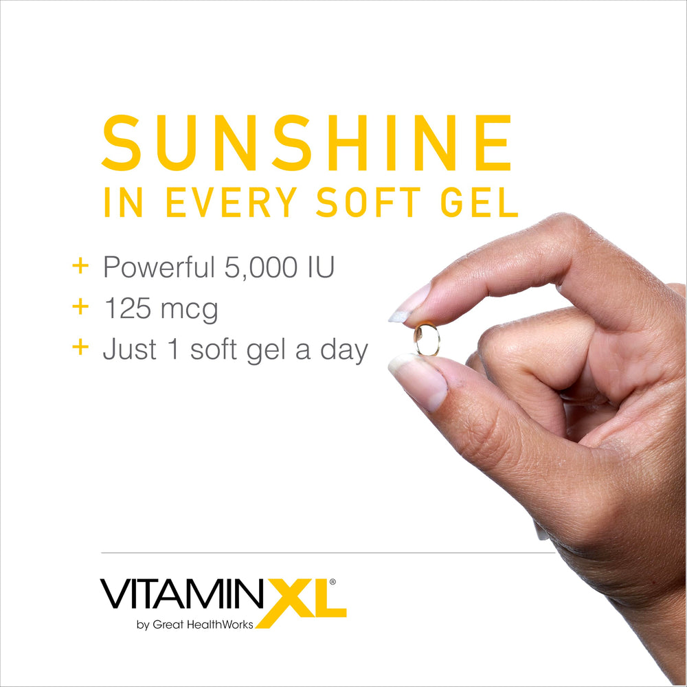 OmegaXL VitaminXL D3 30-softgel package highlights gluten-free and non-GMO qualities.