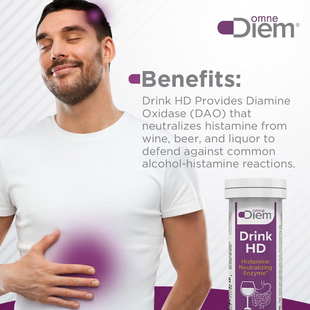 OmneDiem Drink HD label shows allergen-free formulation and ingredients