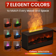 Omnexa Fireplace Diffuser flame close-up showing lifelike flame and soothing ambience
