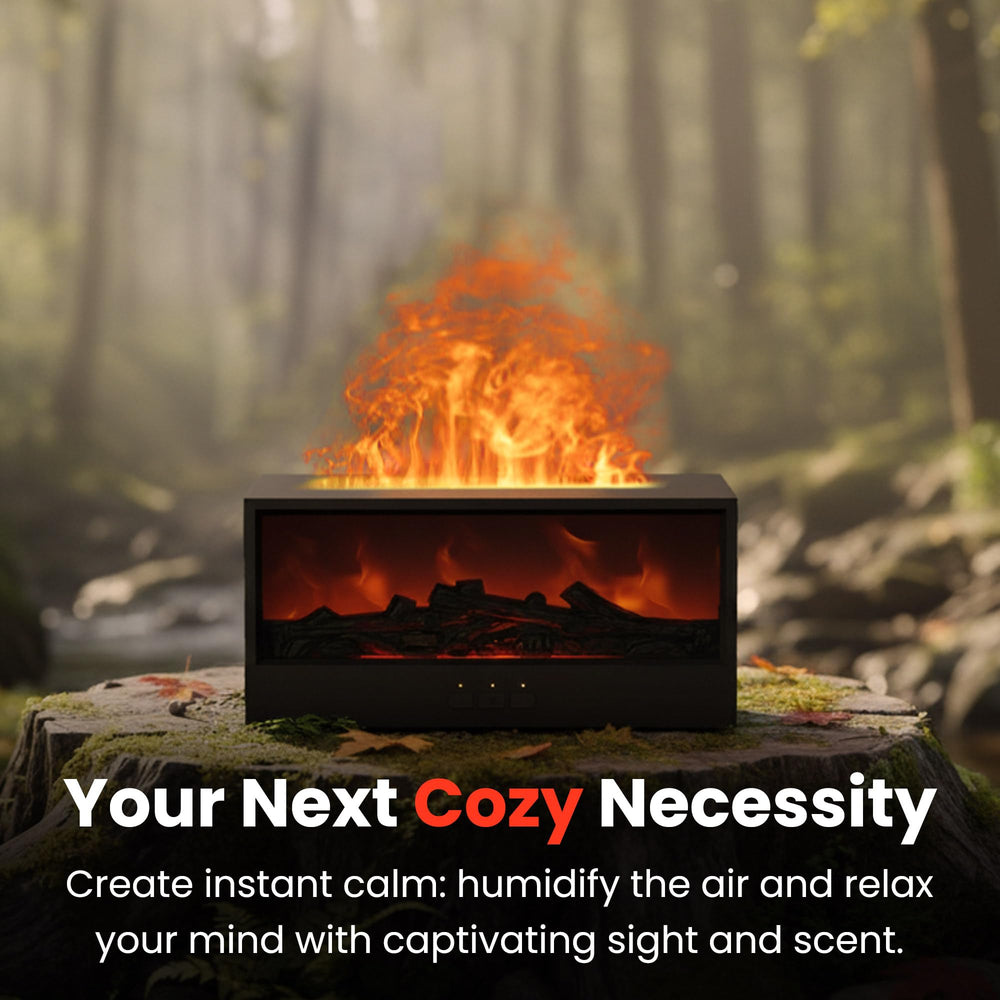 Omnexa Fireplace Diffuser room ambience enhances home office or yoga space