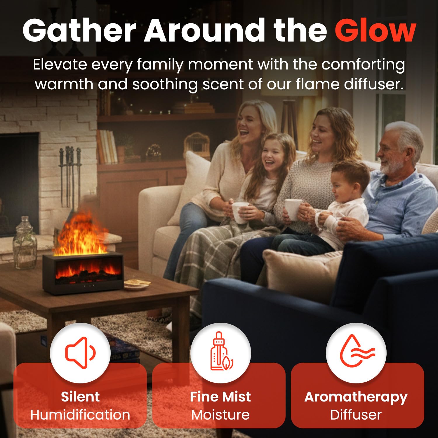 Omnexa Fireplace Diffuser timer display helps you schedule mist intervals