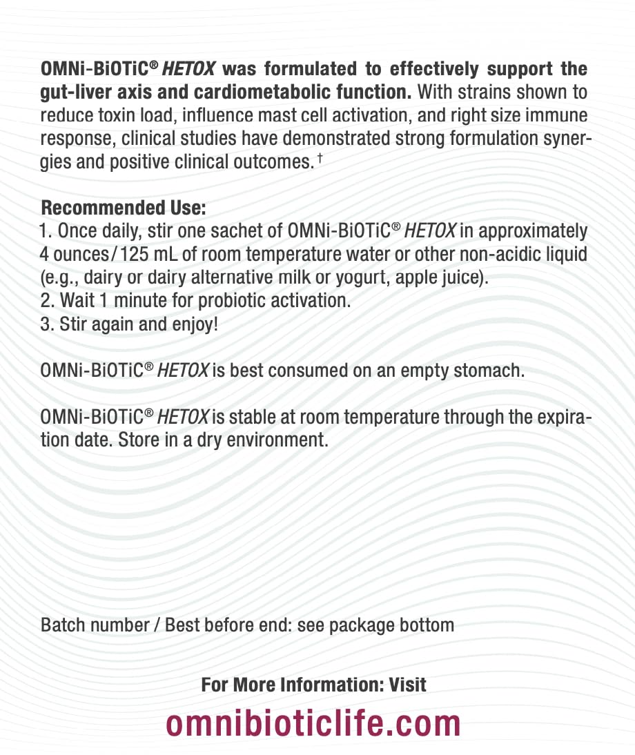 OMNi BiOTiC Hetox single-serve packaging for on-the-go detox.