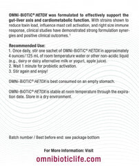 OMNi BiOTiC Hetox single-serve packaging for on-the-go detox.