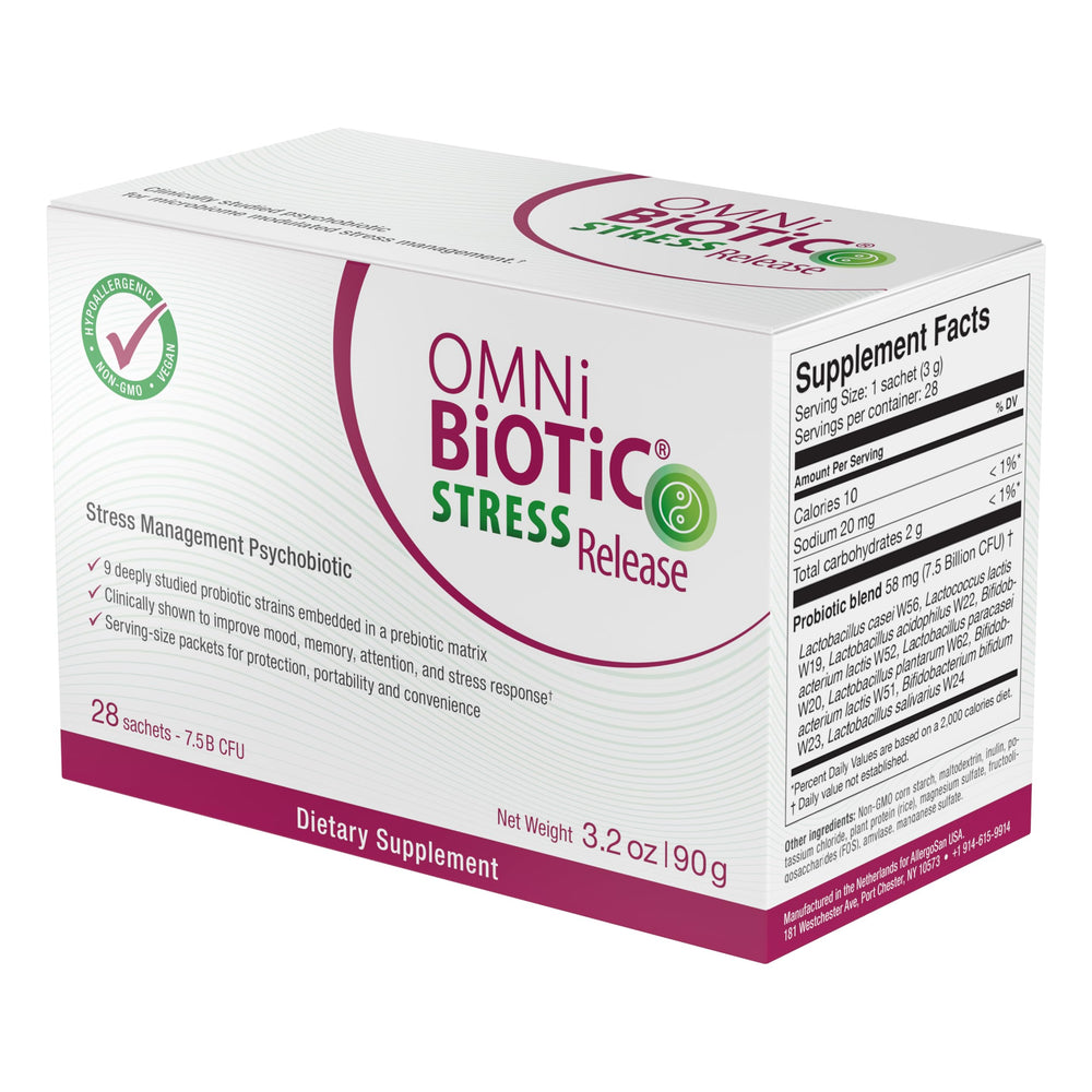 OMNi BiOTiC Stress Release sachets, no refrigeration required.