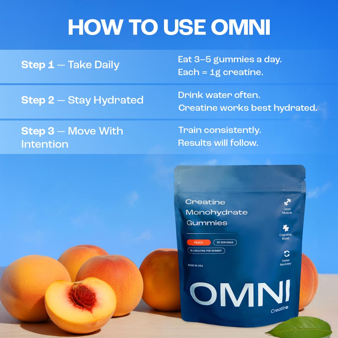 OMNI Creatine gummies watermelon pack for refreshing flavor and quick recovery.