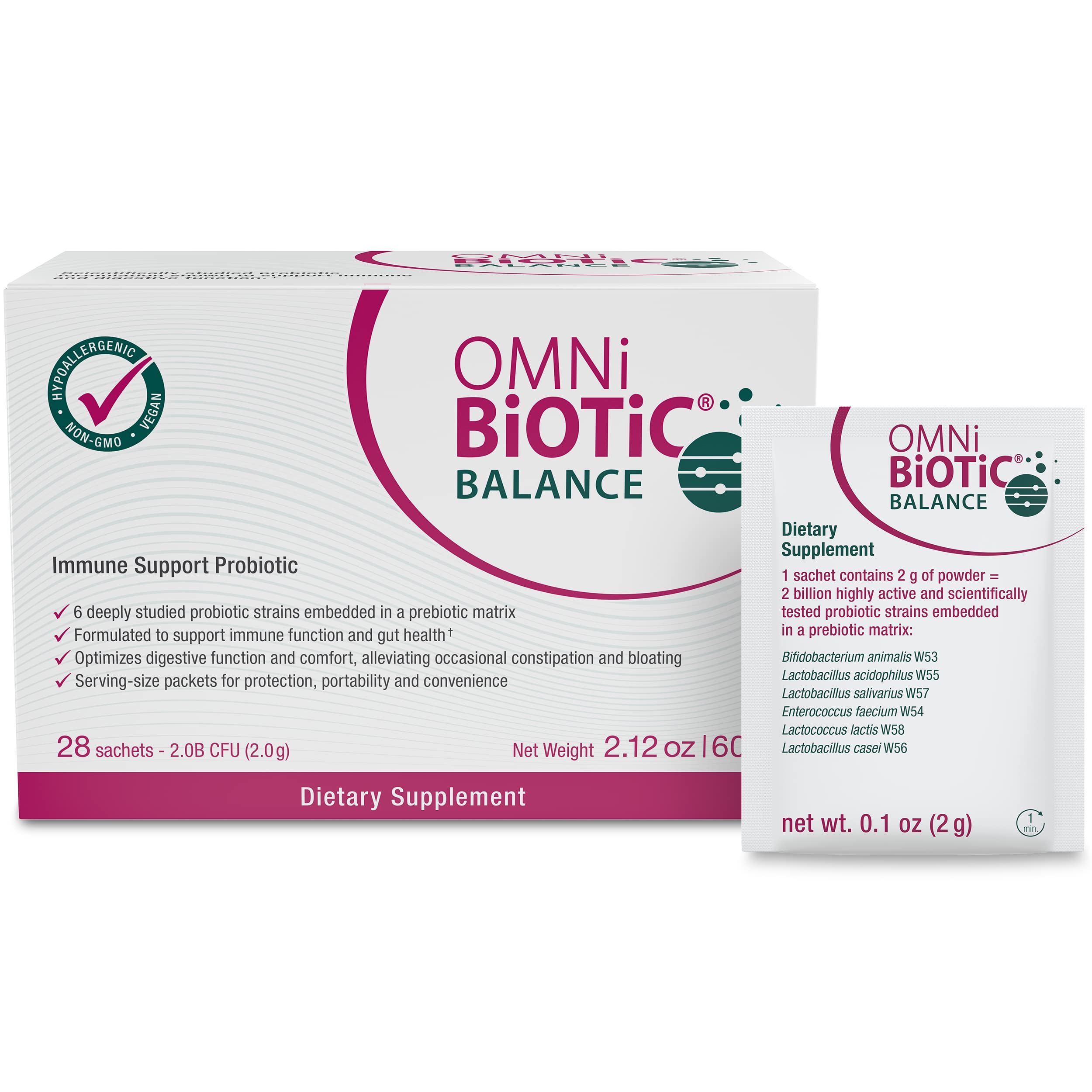 OMNi BiOTiC Balance bottle and capsules support daily immune-friendly gut health.