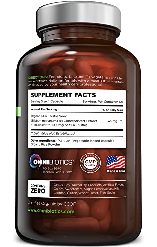 OmniBiotics Milk Thistle capsules in vegan form, convenient for daily use.