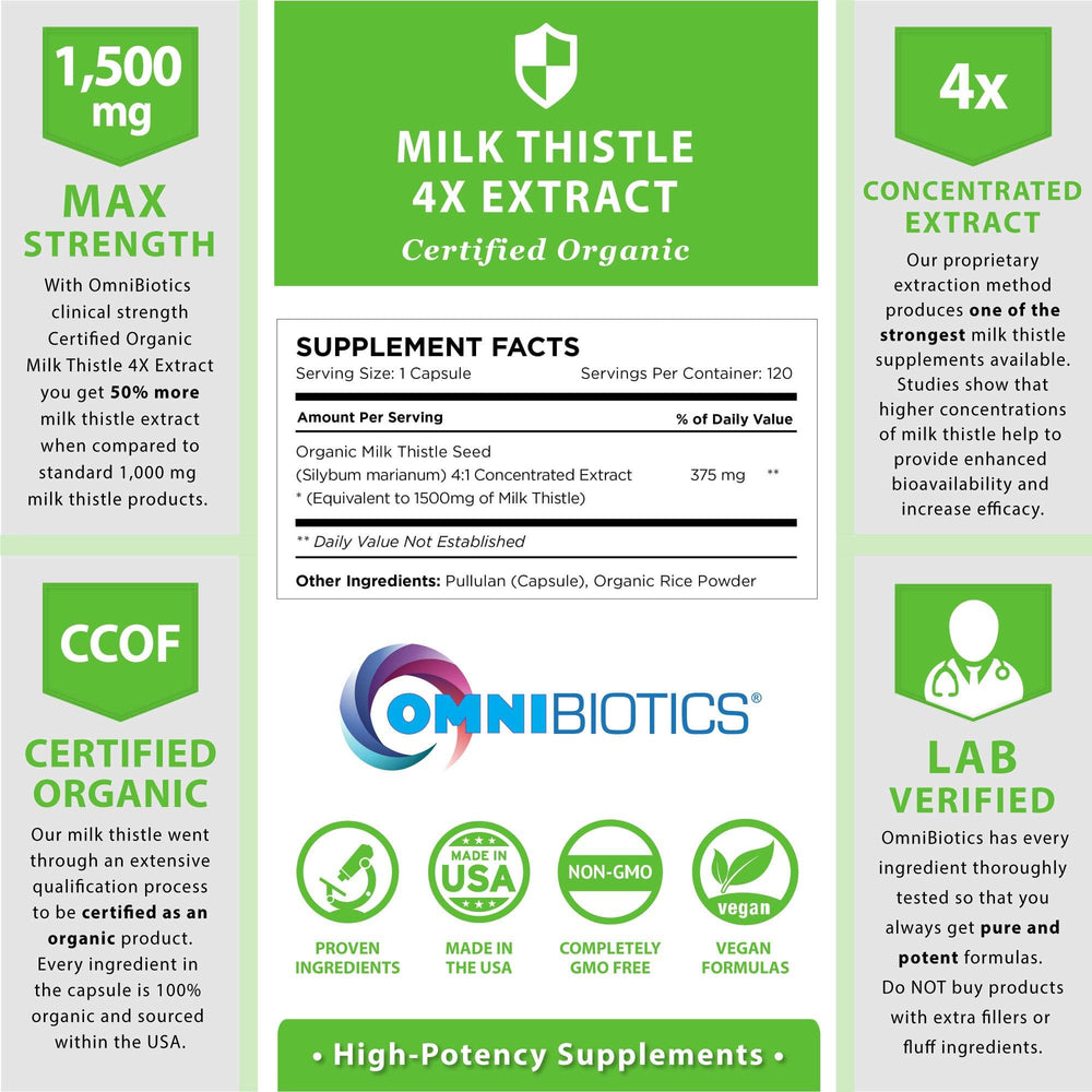 OmniBiotics organic certification seal signals clean, certified organic sourcing.