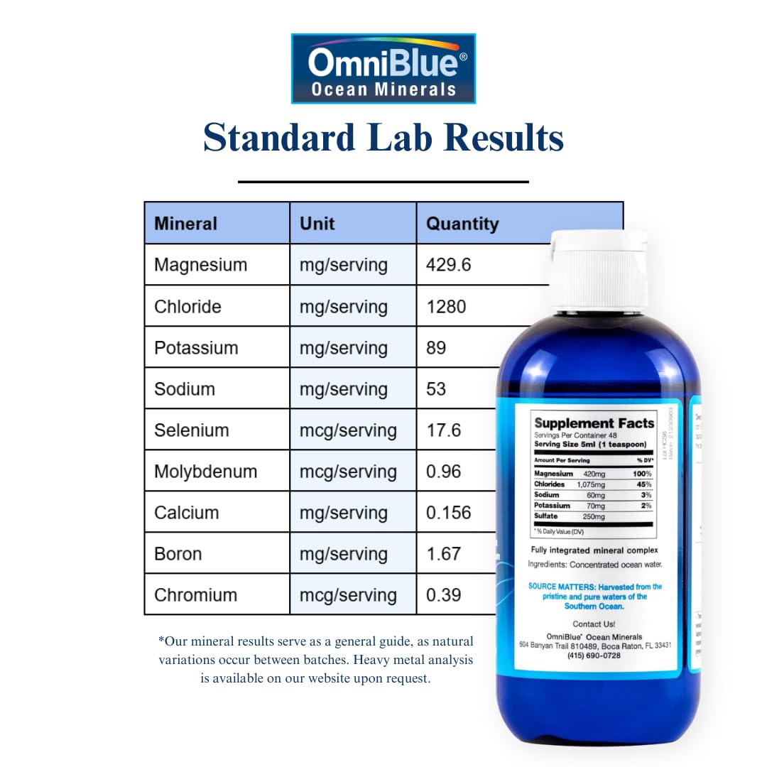Close-up of OmniBlue Original bottle, showcasing mineral-rich formula for daily nourishment.